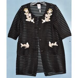 Patricia Forgeal LM LUL Haute Couture Designer Black Topper Blouse Size L NEW!!